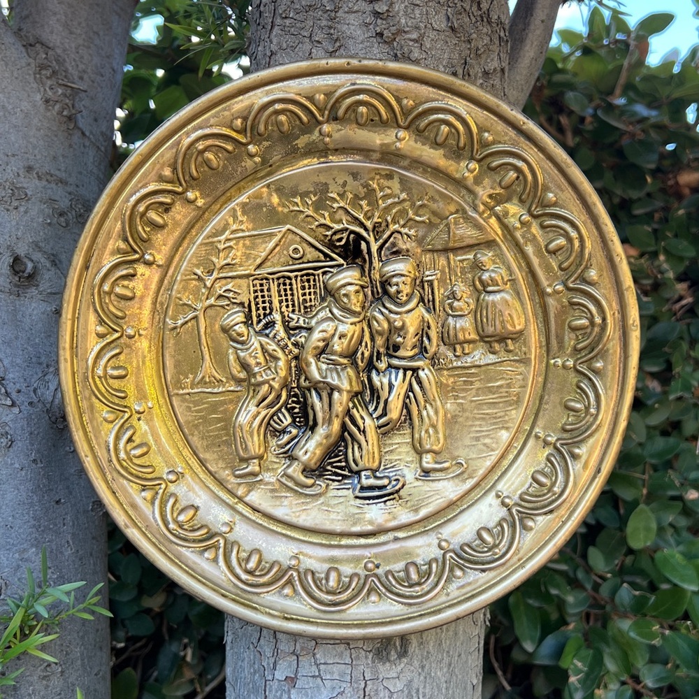 Vintage brass decorative wall plate